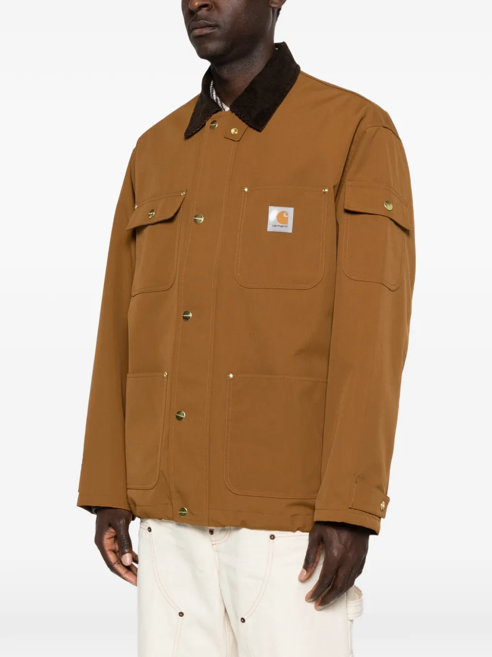 Carhartt WIP Clapton jack met ribfluwelen kraag en zak Bruin