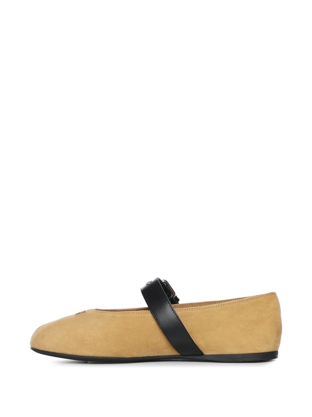 Miu buckle strap ballet flat Beige