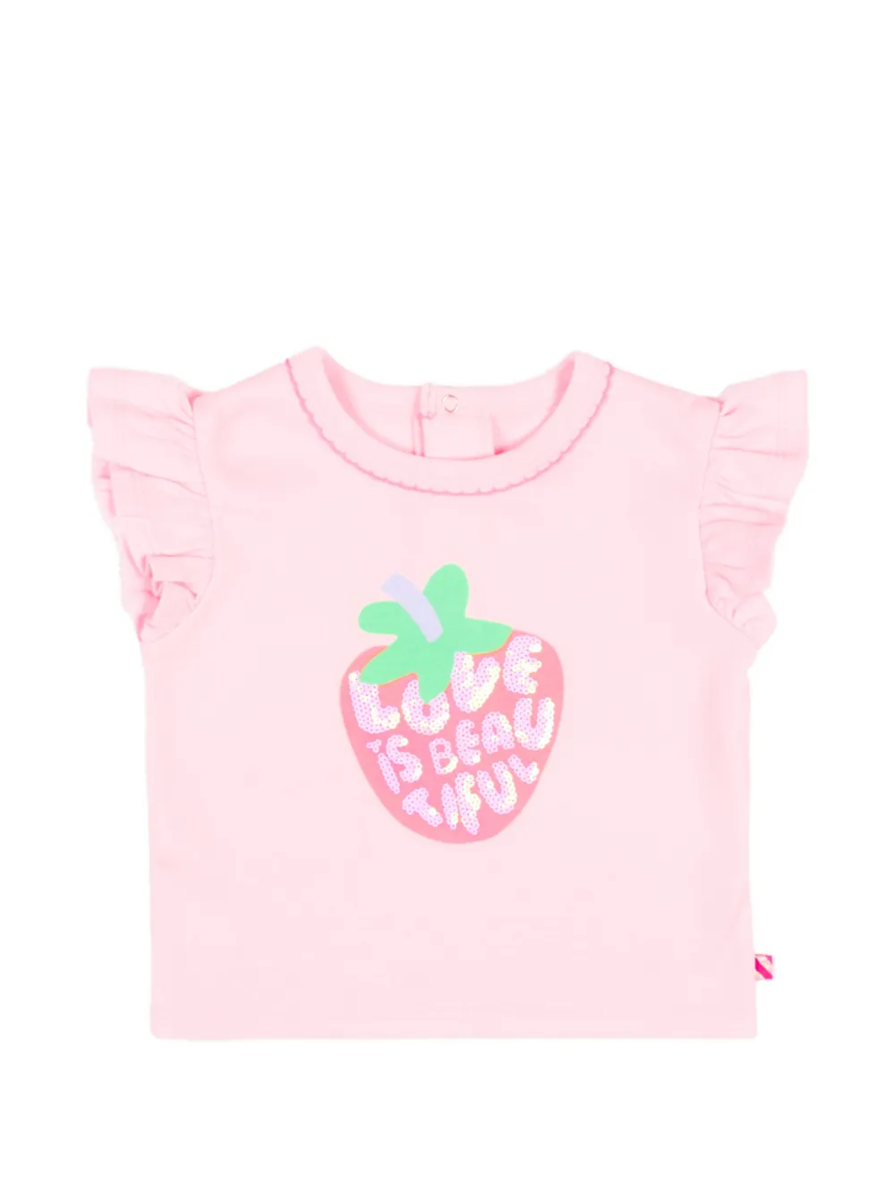 Billieblush ruffled strawberry-motif T-shirt - Rosa