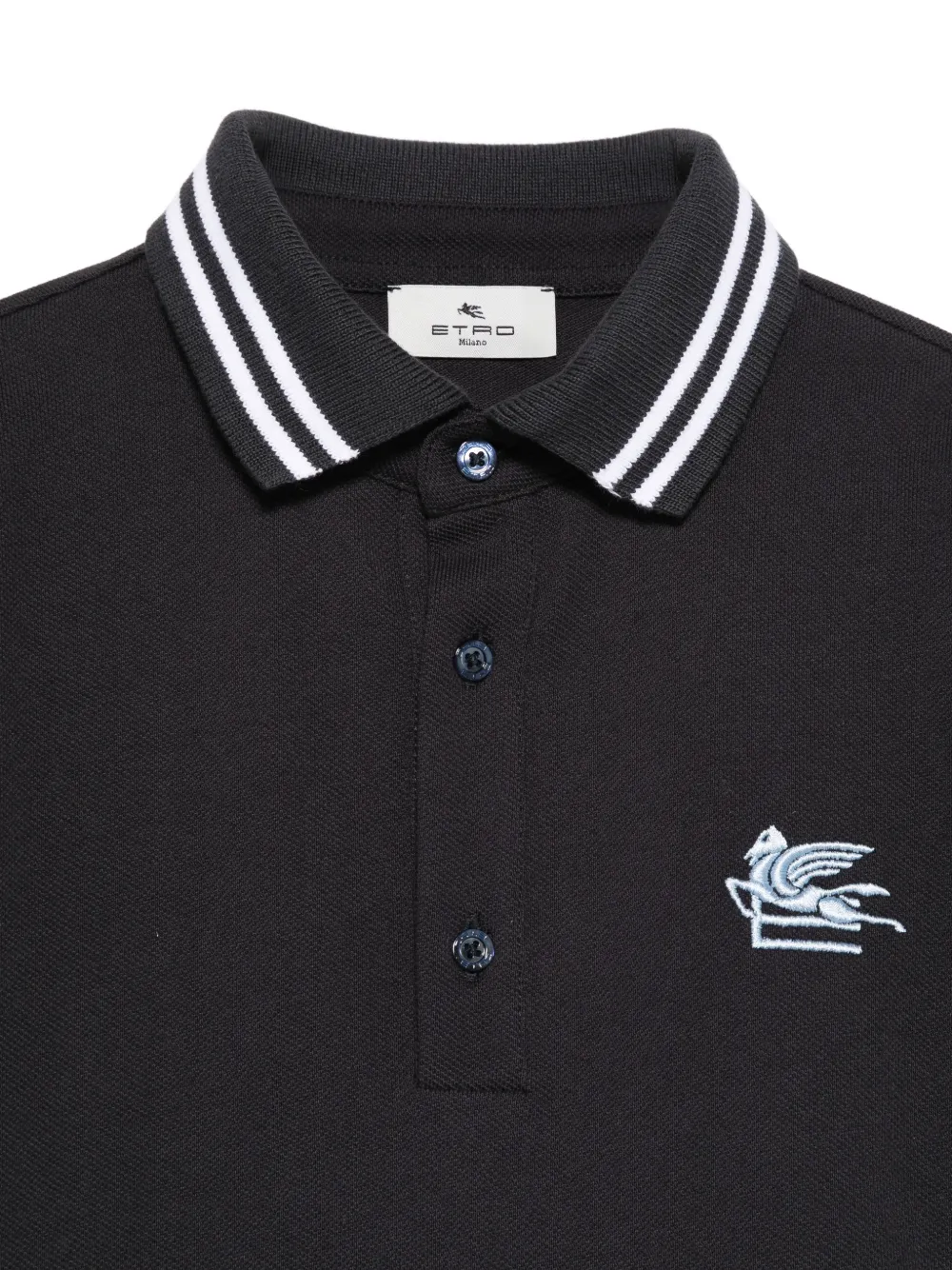 ETRO KIDS Poloshirt met gestreepte kraag Blauw