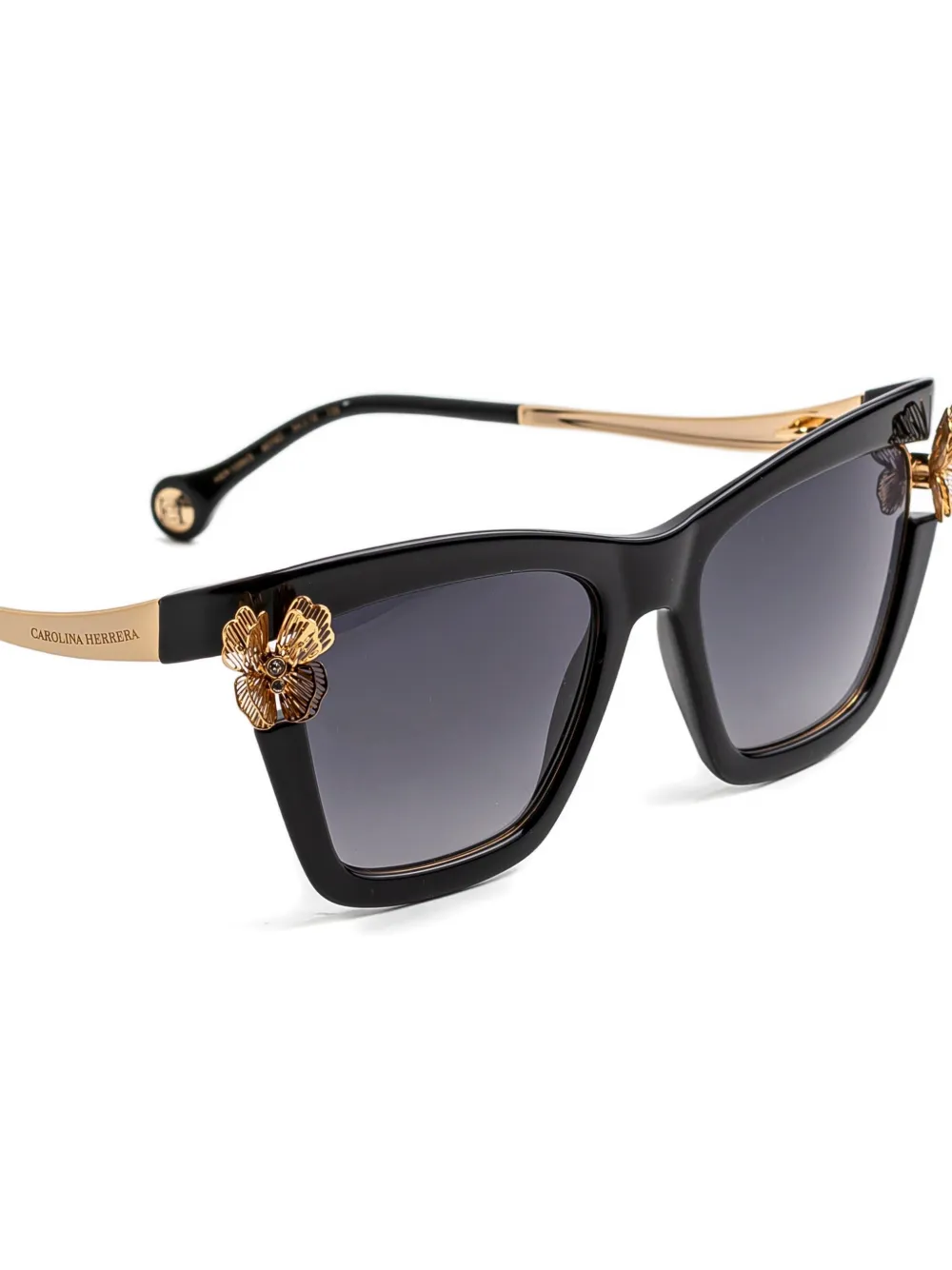 Carolina Herrera Zonnebril met bloemenpatroo en cat-eye montuur Zwart