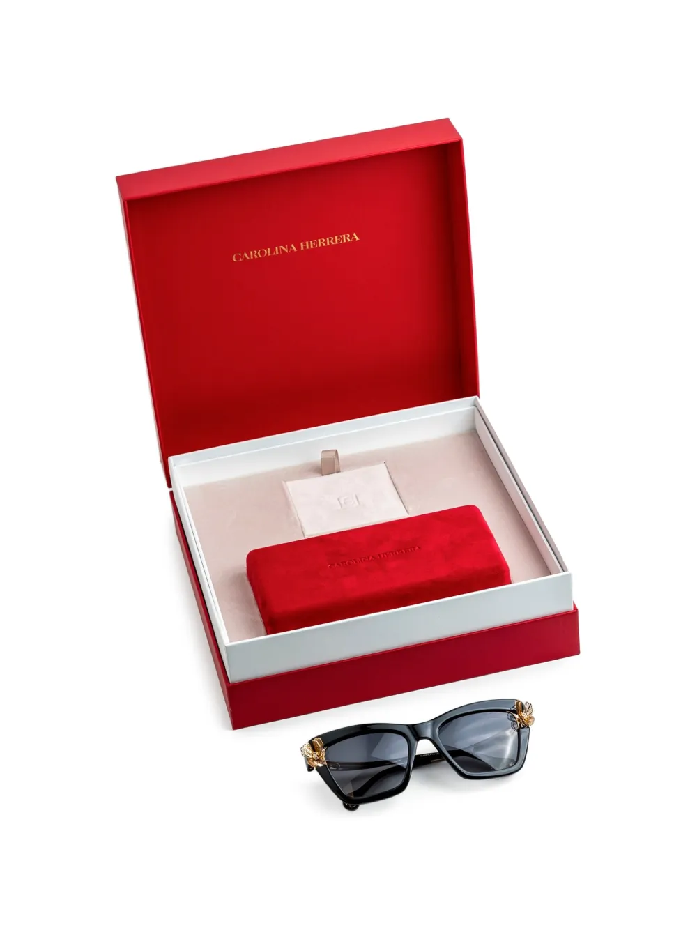 Carolina Herrera Zonnebril met bloemenpatroo en cat-eye montuur Zwart