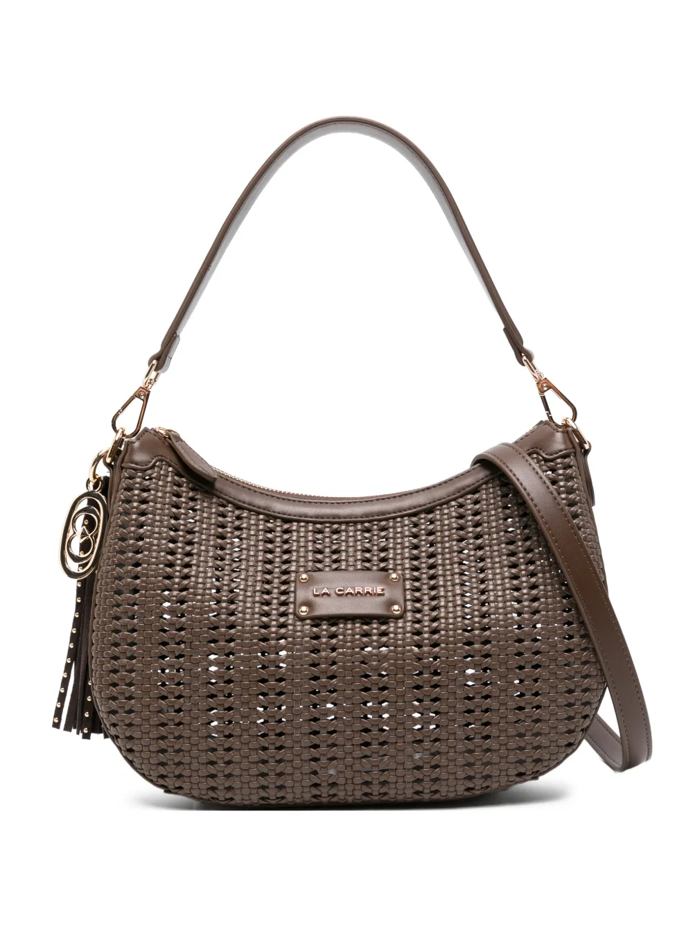 La Carrie woven tassel cross body bag - Marrone