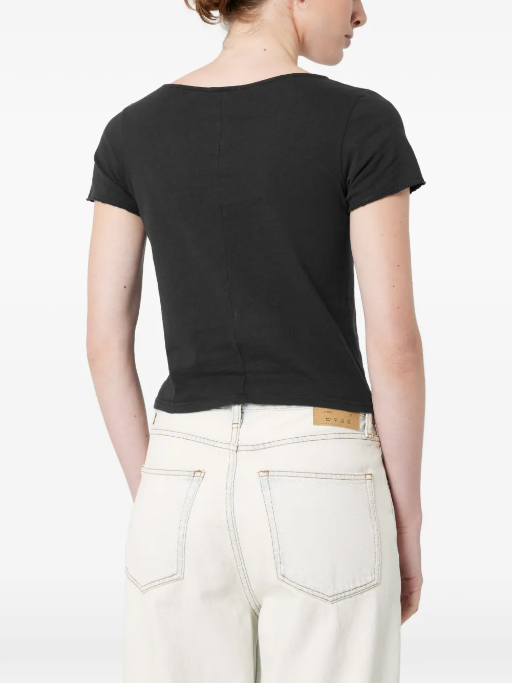 American Vintage T-shirt met V-hals Zwart