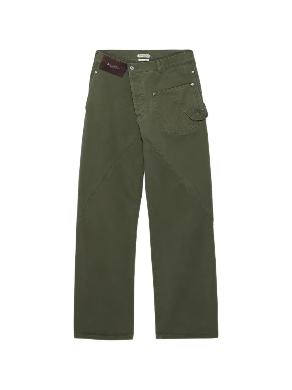 JW Anderson logo-patch twisted jeans - Verde