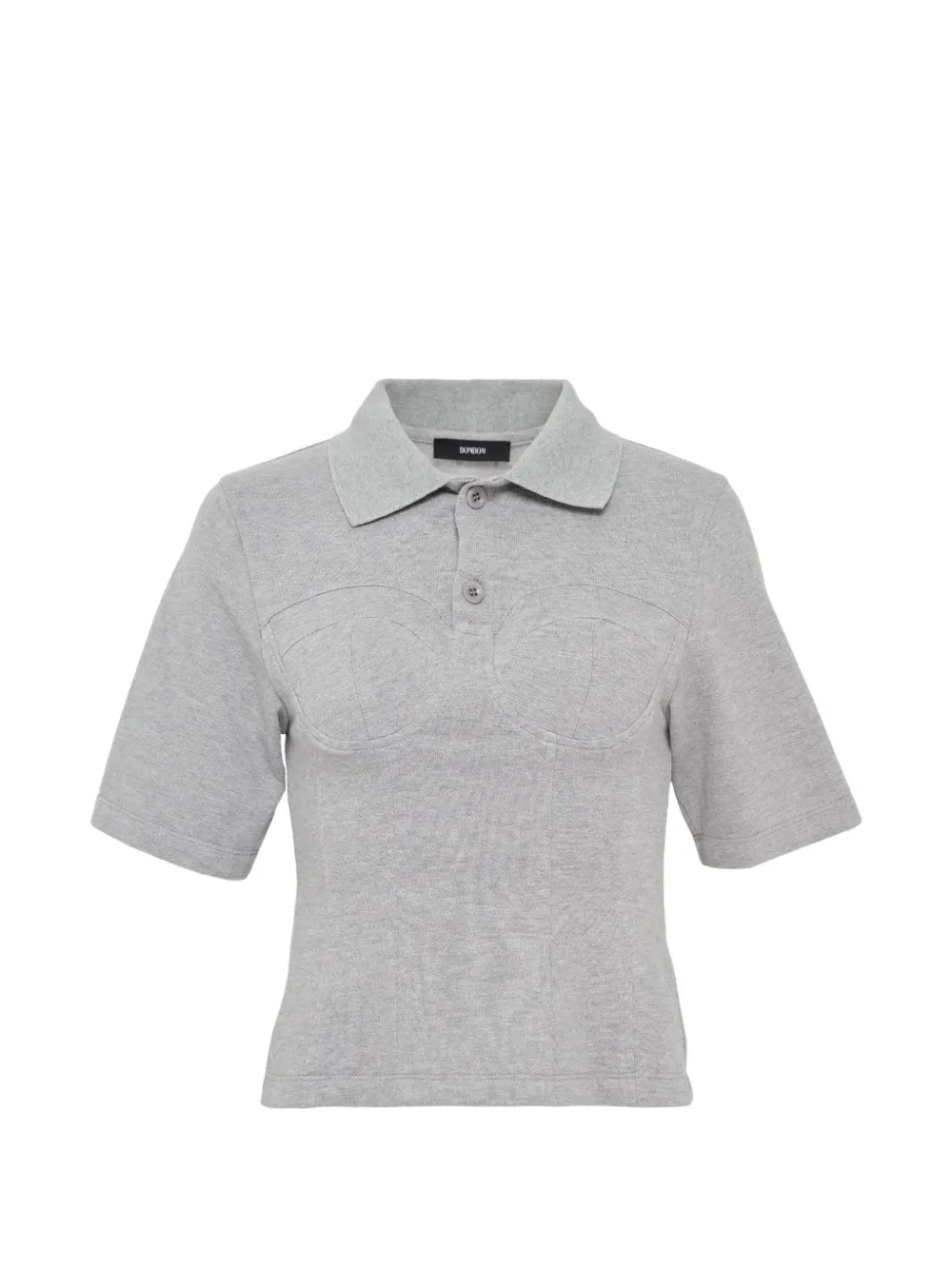Bonbom Corset Pique Polo Top In Gray