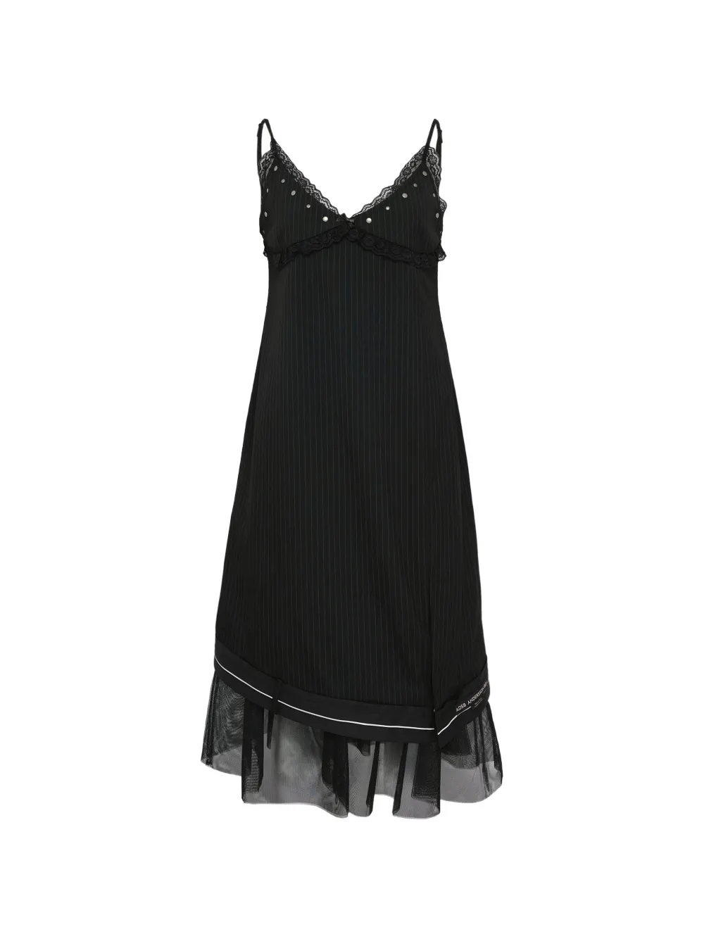 Andersson Bell lace-detail pinstripe midi dress - Nero