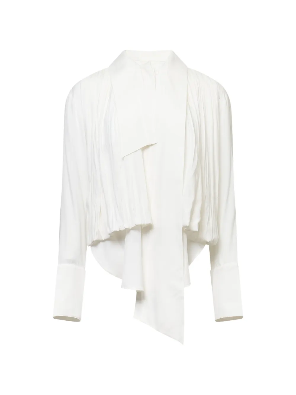 YCH pleats tie shirt - Bianco