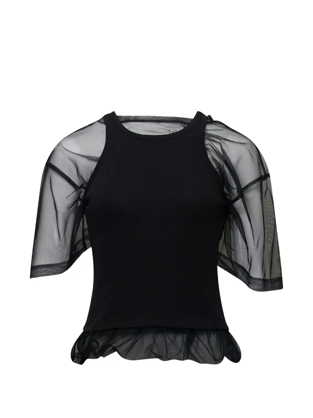 YCH mesh-layered blouse - Nero