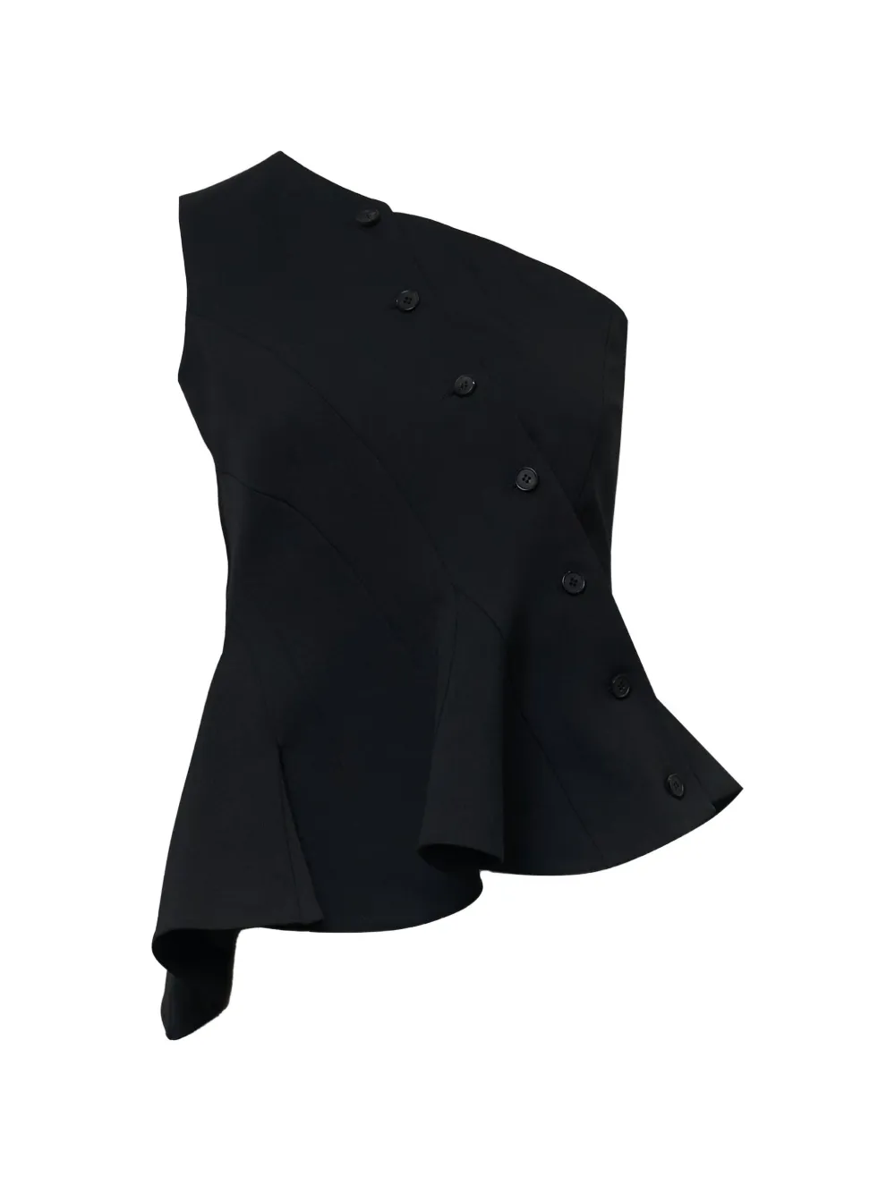 YCH button one-shoulder top - Schwarz