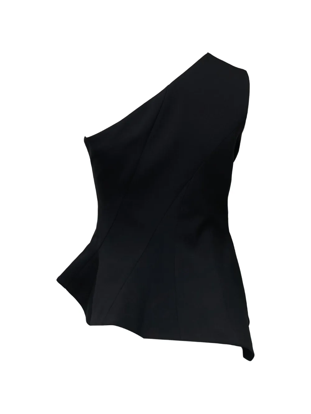  Ych Button One-shoulder Top - Black 