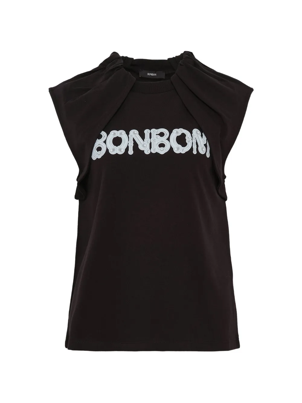BONBOM Piercing sticker-print drape top - Nero
