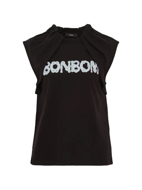 BONBOM Piercing sticker-print drape top