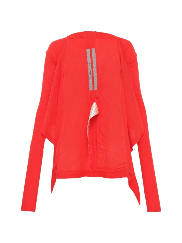 Rick Owens Crop Wrap Cashmere Cardigan in Red