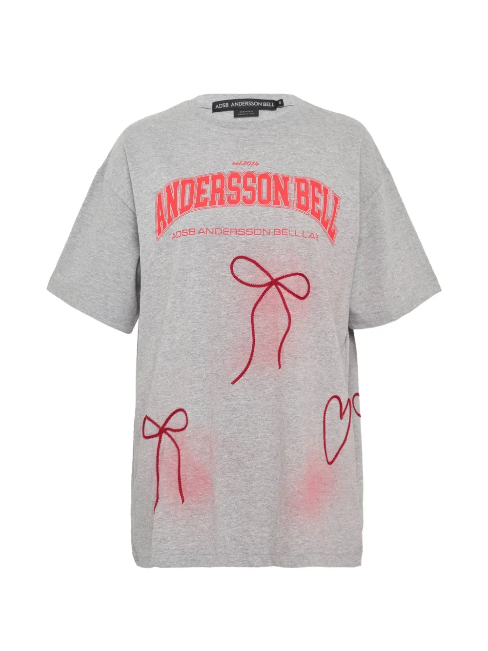 Andersson Bell ribbon-embroidery spray T-shirt - Grigio