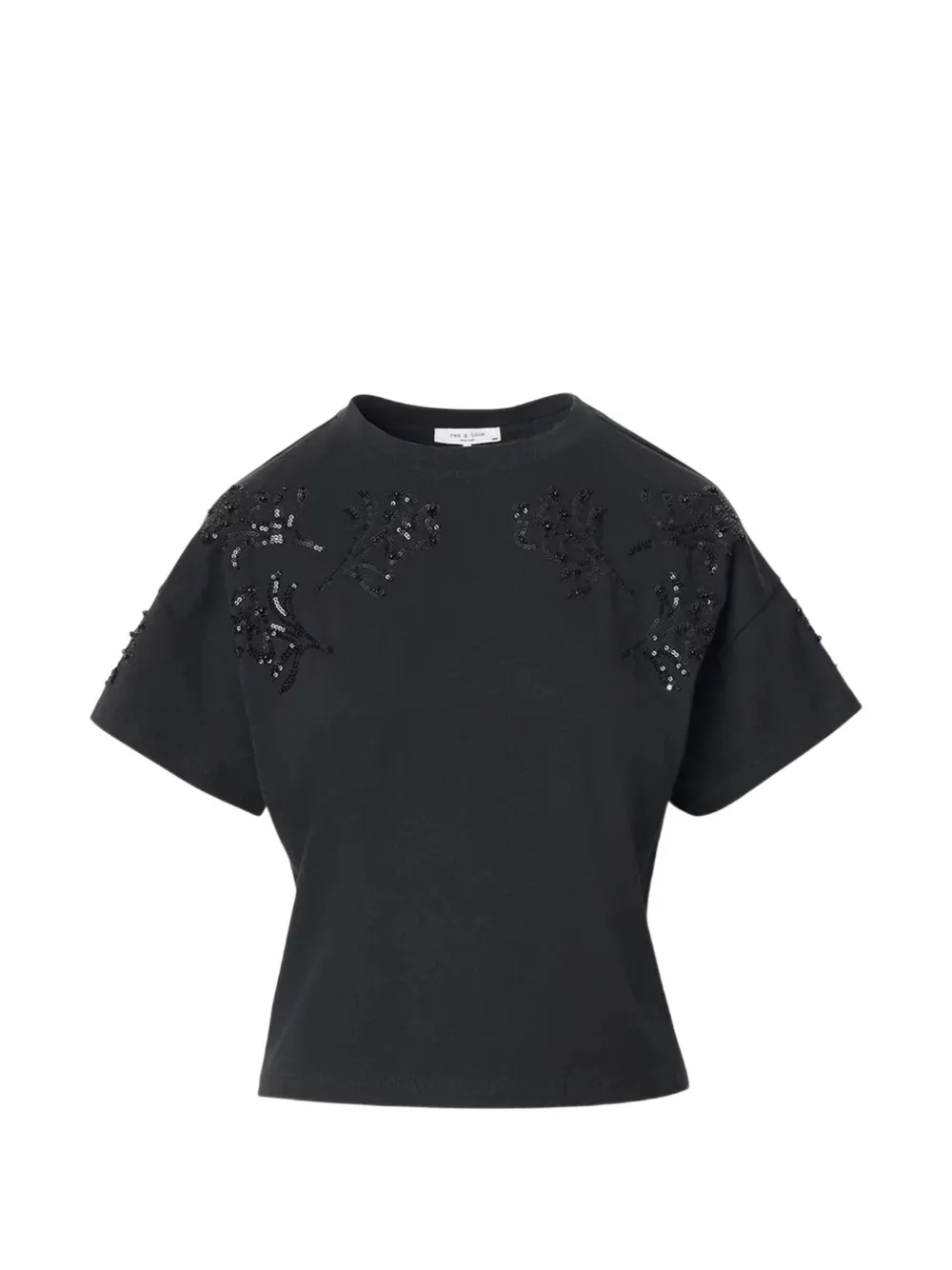 rag & bone beaded floral boxy T-shirt - Nero