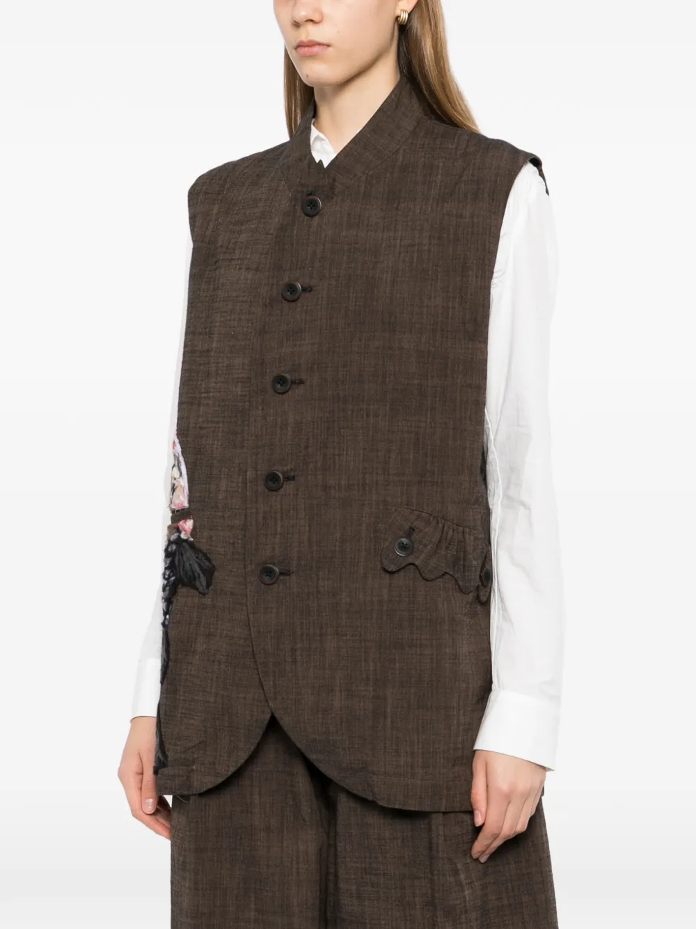  Gg In Red Appliqué Vest - Brown 