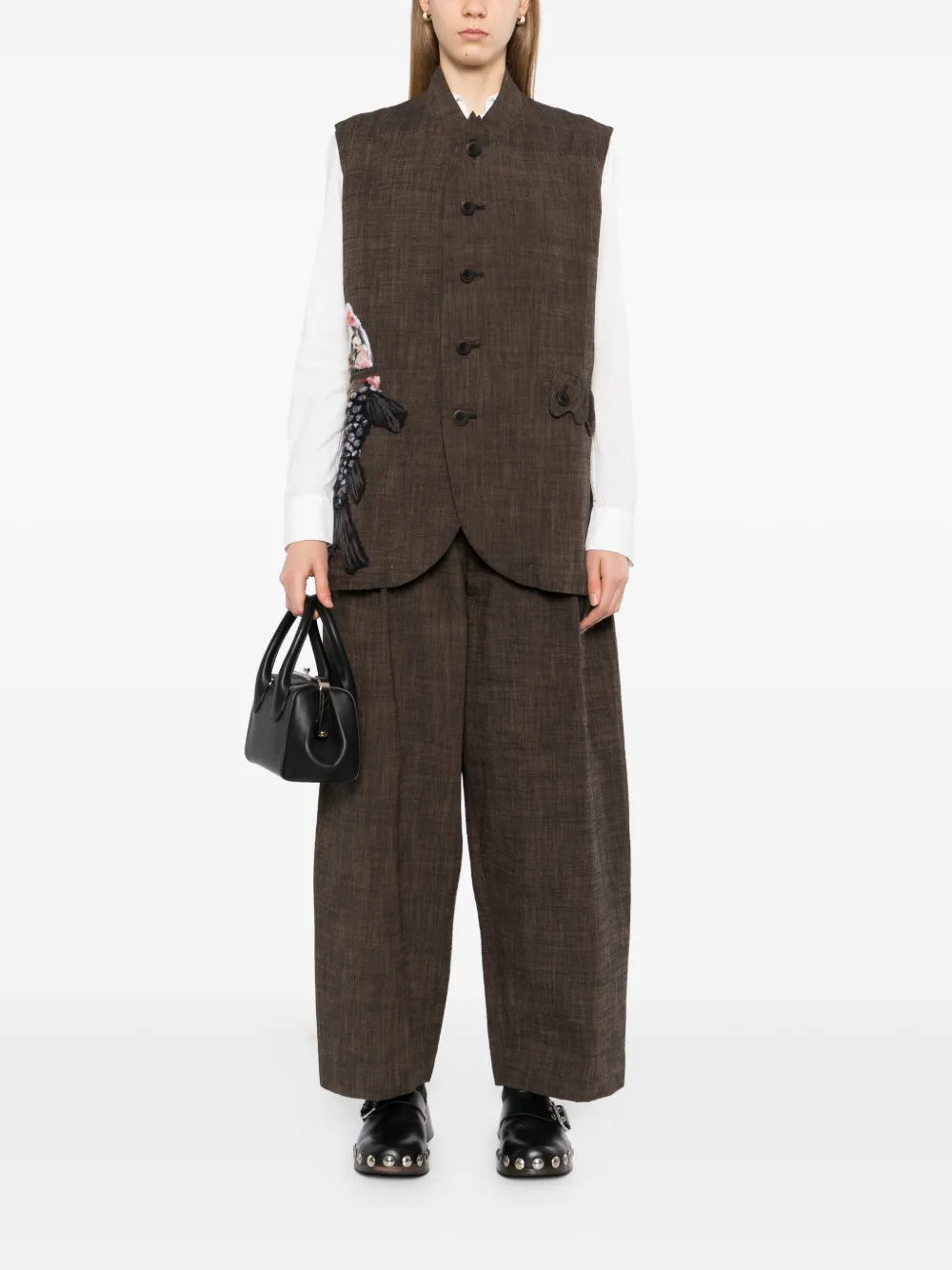  Gg In Red Appliqué Vest - Brown 