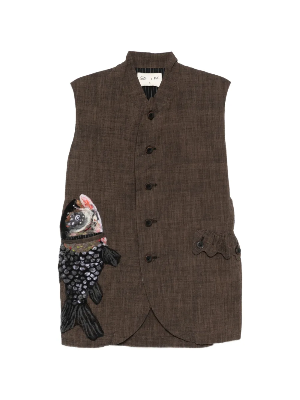 GG IN RED appliqué vest - Marrone