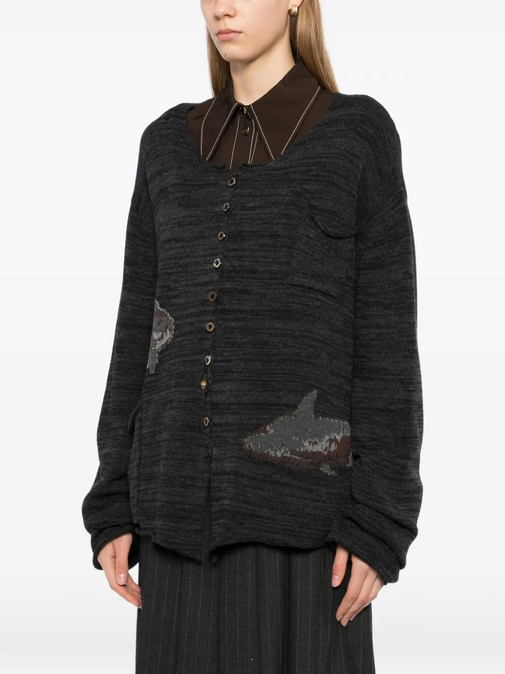  Gg In Red Graphic Cardigan - Brown 