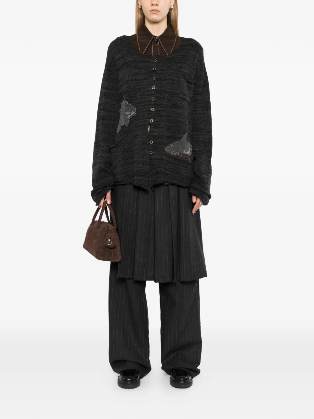  Gg In Red Graphic Cardigan - Brown 