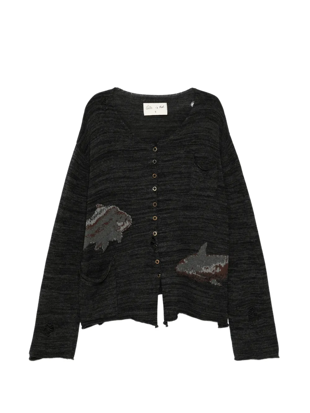 GG IN RED graphic cardigan - Marrone