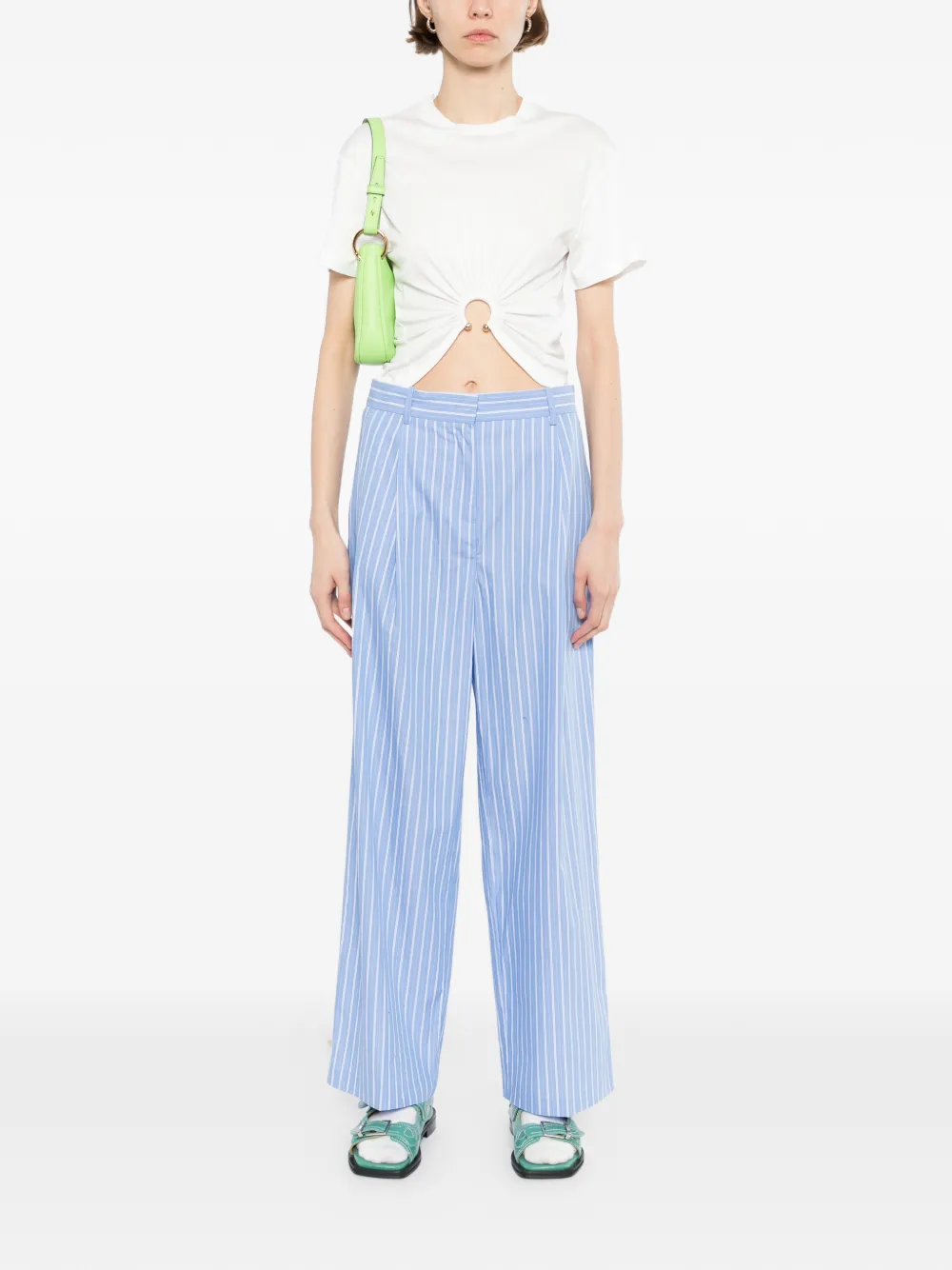  Karl Lagerfeld Striped Pleated Trousers - Blue 