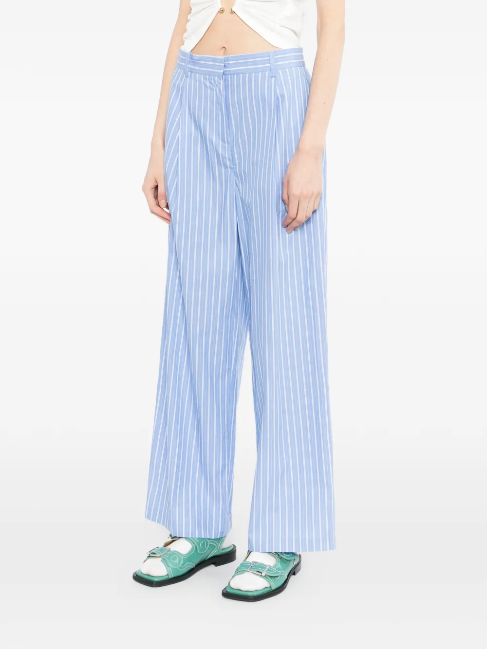  Karl Lagerfeld Striped Pleated Trousers - Blue 