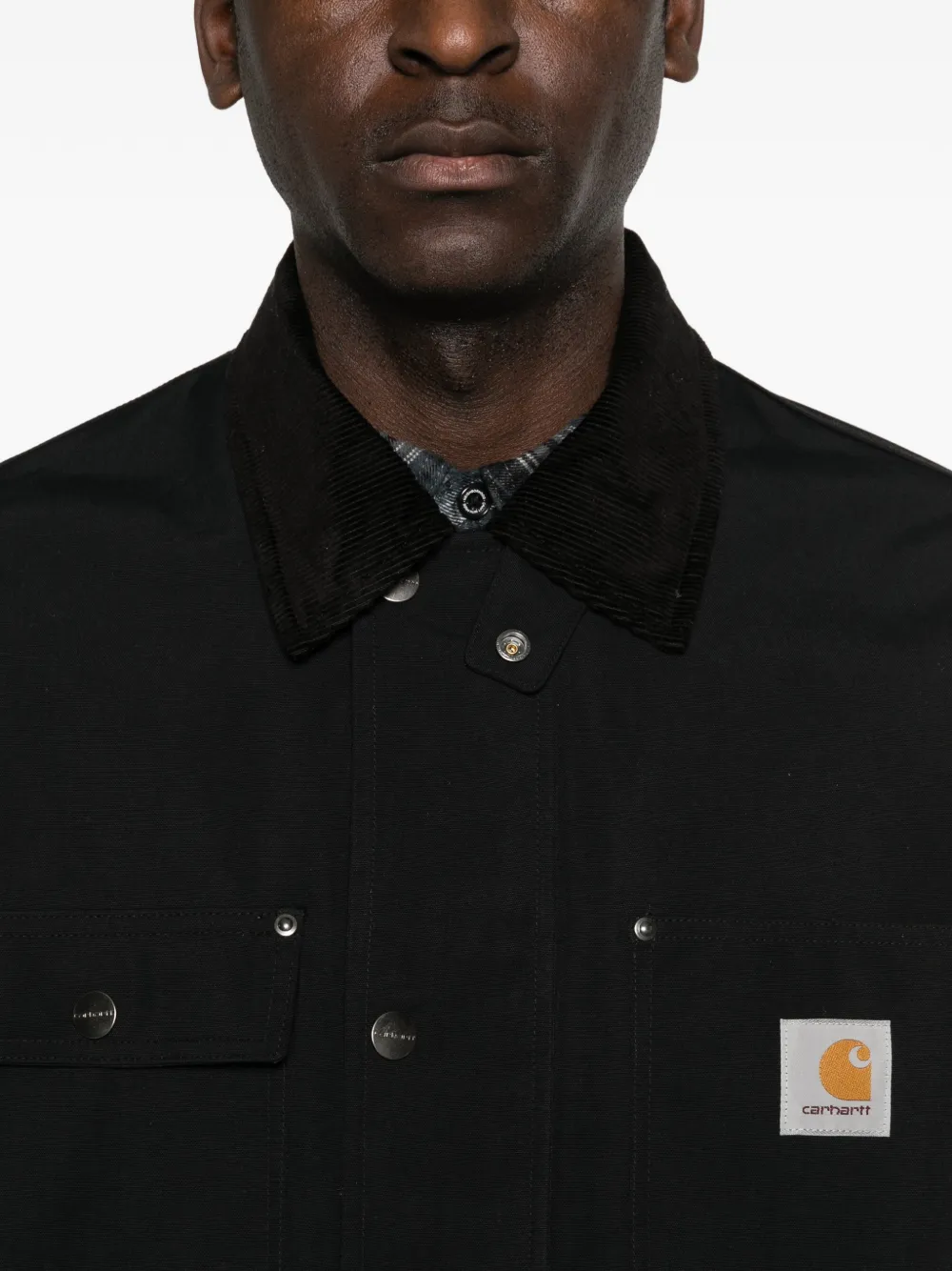 Carhartt WIP Clapton jack met ribfluwelen kraag en zak Zwart