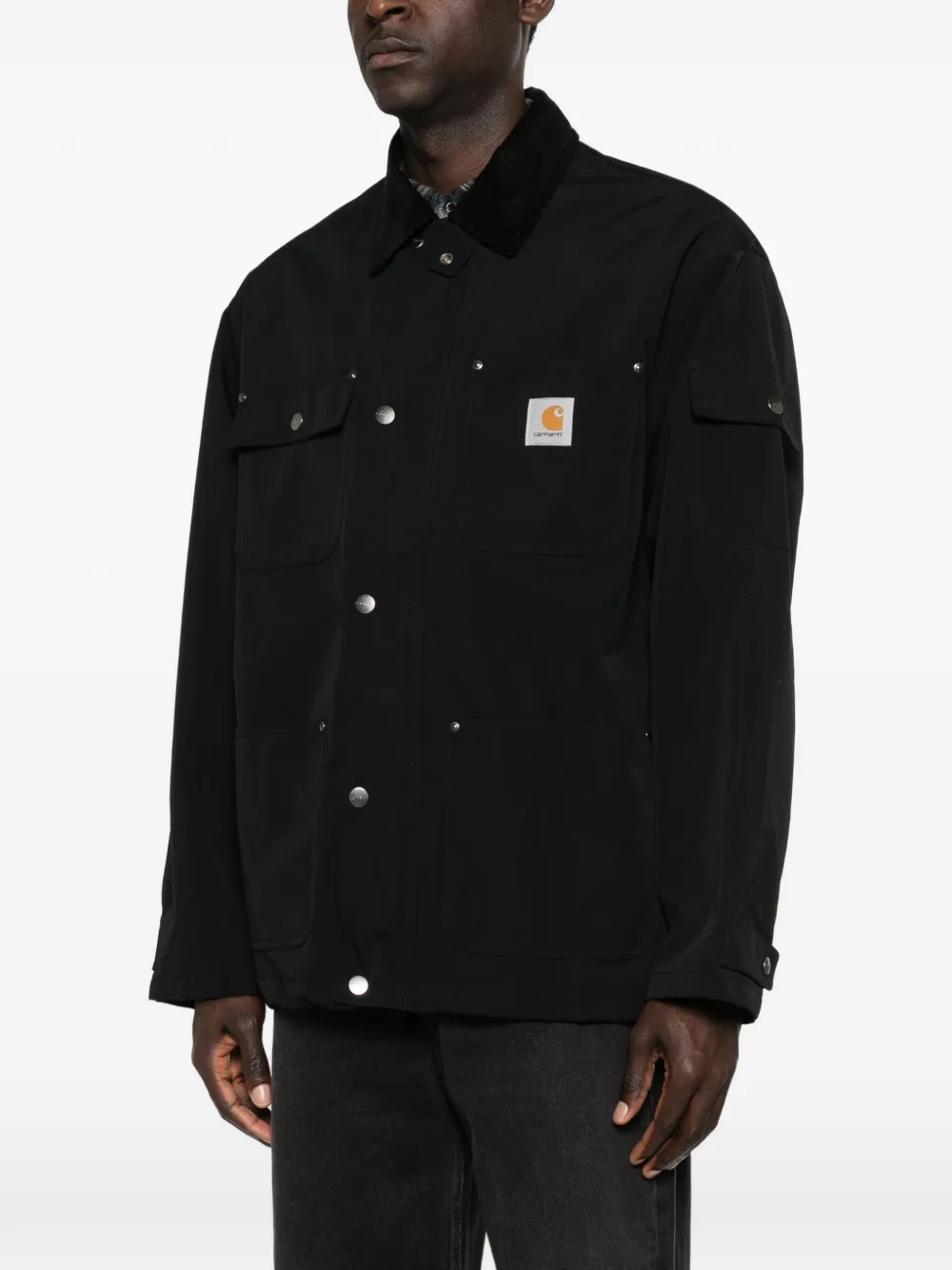 Carhartt WIP Clapton jack met ribfluwelen kraag en zak Zwart
