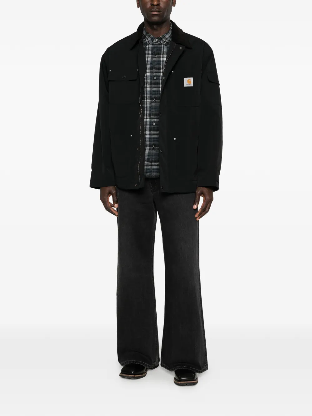Carhartt WIP Clapton jack met ribfluwelen kraag en zak Zwart