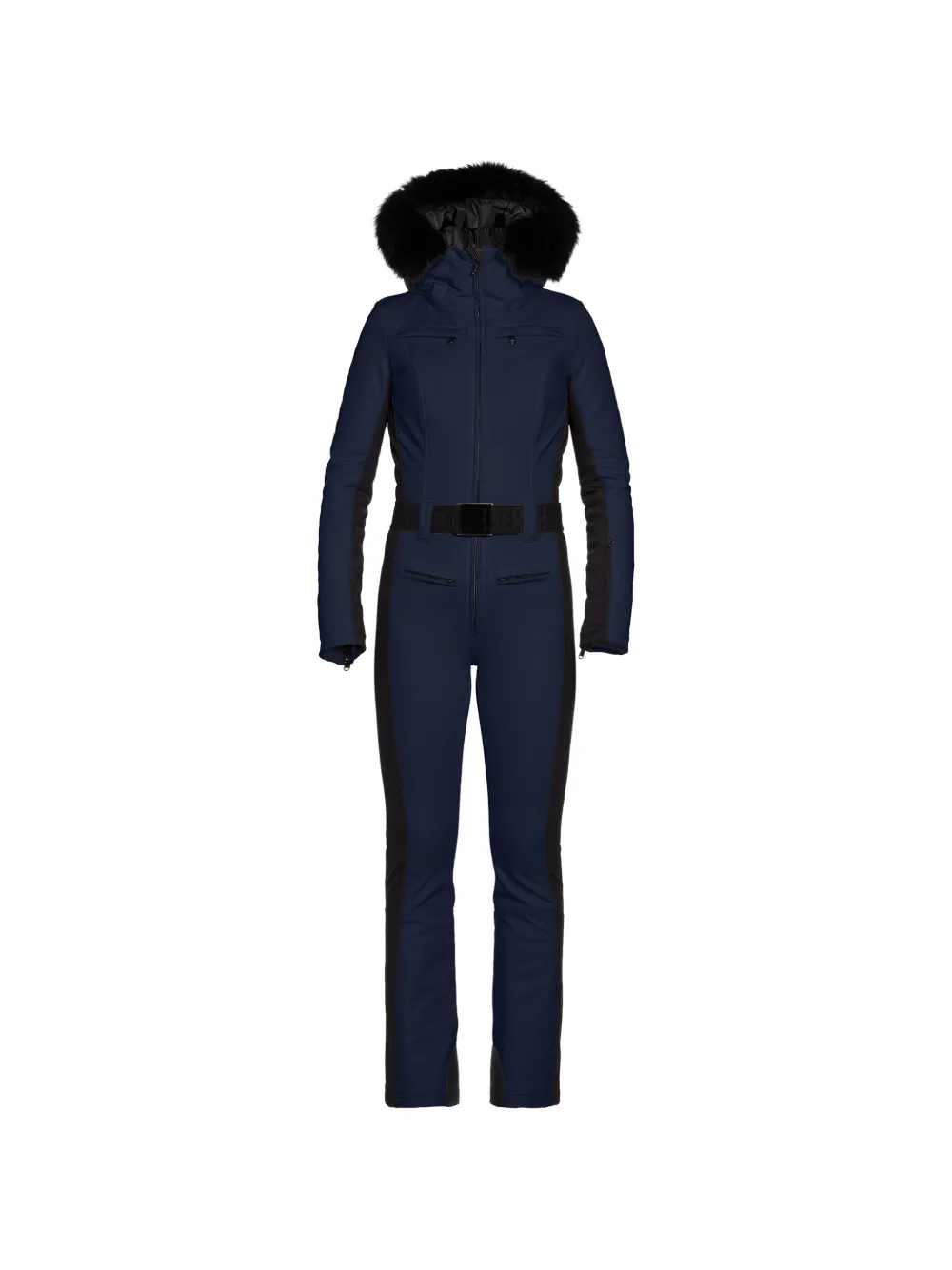 Goldbergh faux-fur hooded belted ski suit - Blu
