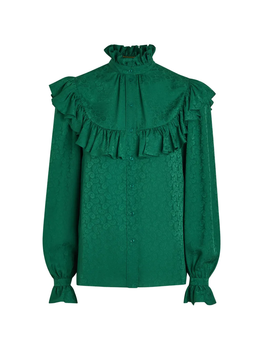 Saint Laurent ruffled paisley shirt - Grün