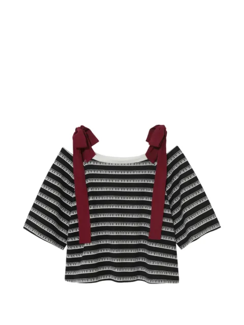 Undercover stripe tie ribbon shoulder blouse
