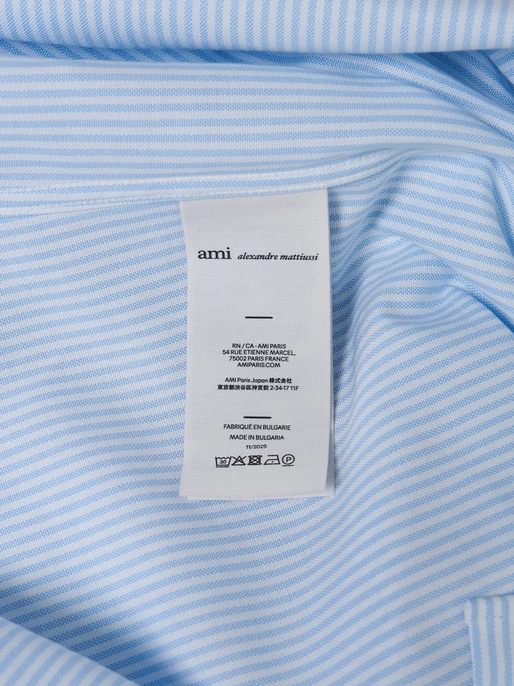  Ami Paris Contrasted Striped Button Shirt - Blue 