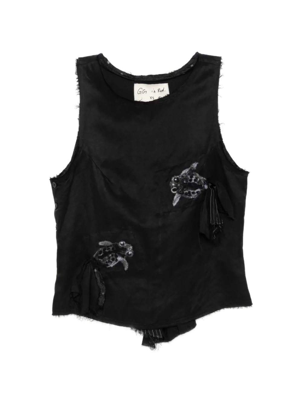 GG IN RED embroidery sleeveless top - Nero
