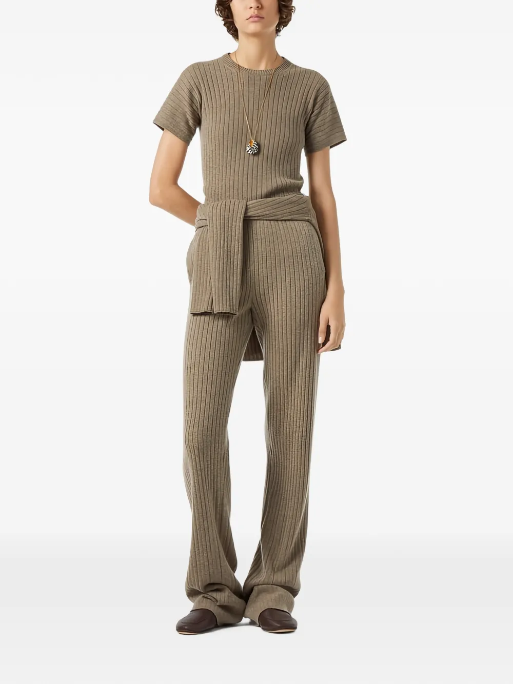 Loro Piana Coste trui met ronde hals Bruin
