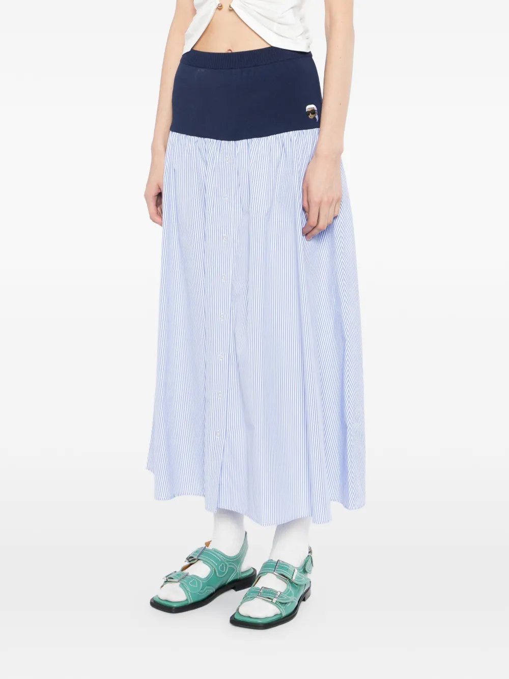 Karl Lagerfeld Ikon gestreepte popeline rok Blauw