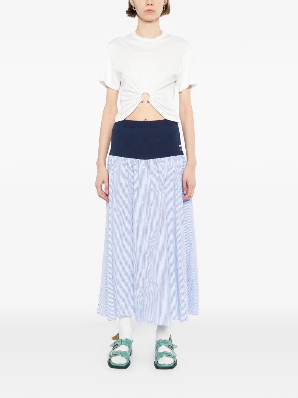 Karl Lagerfeld Ikon gestreepte popeline rok Blauw