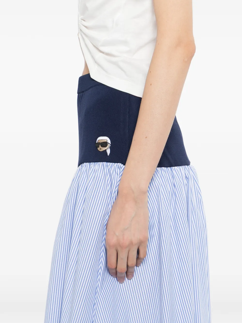 Karl Lagerfeld Ikon gestreepte popeline rok Blauw