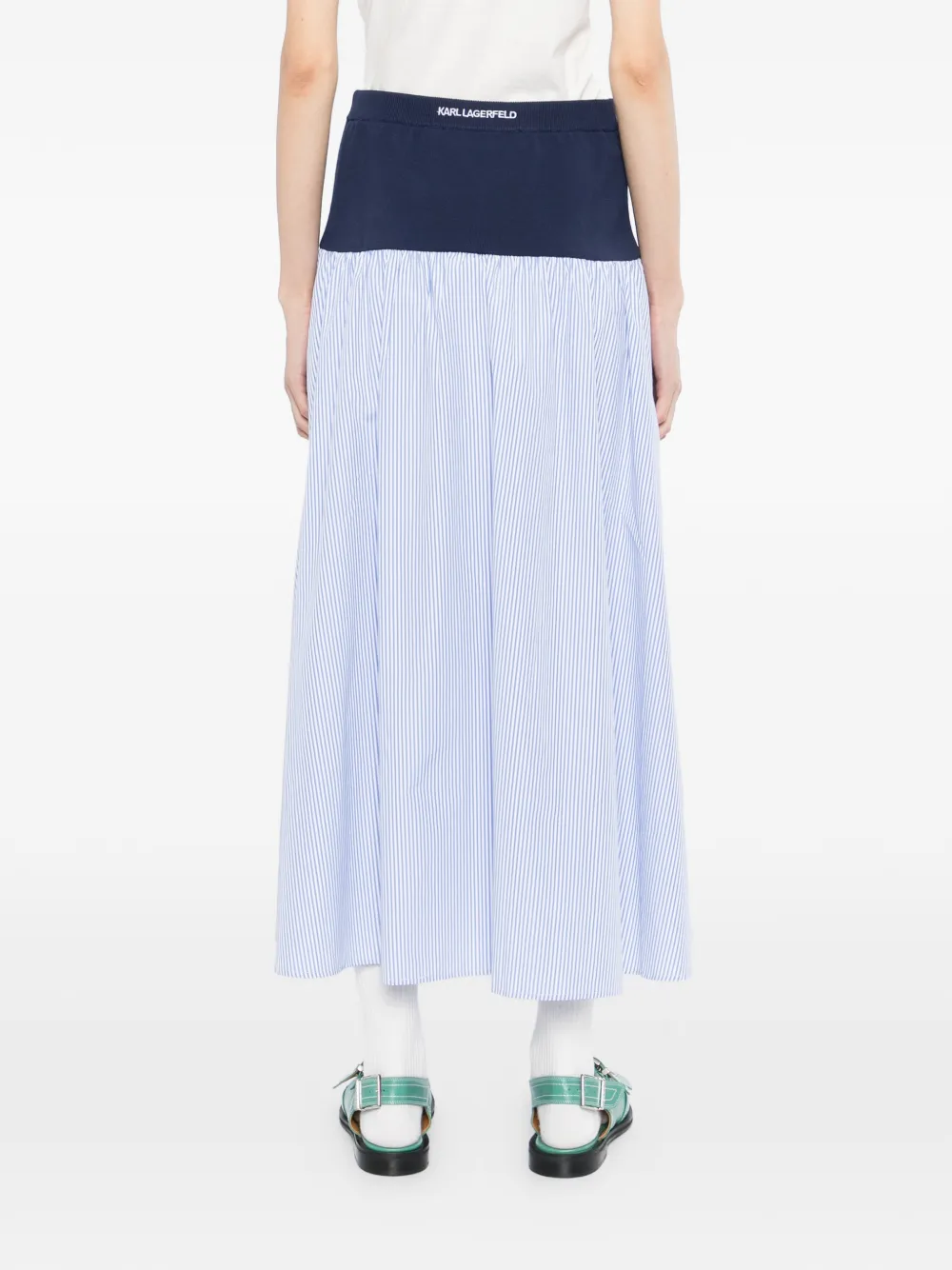 Karl Lagerfeld Ikon gestreepte popeline rok Blauw