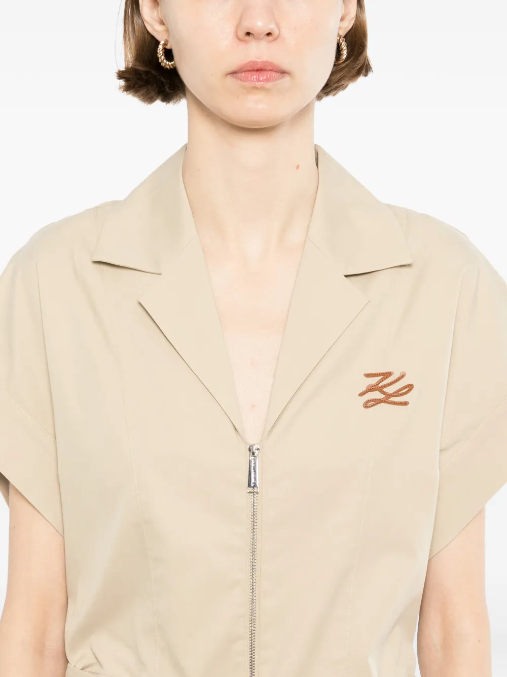 Karl Lagerfeld Jumpsuit met shirtkraag Beige