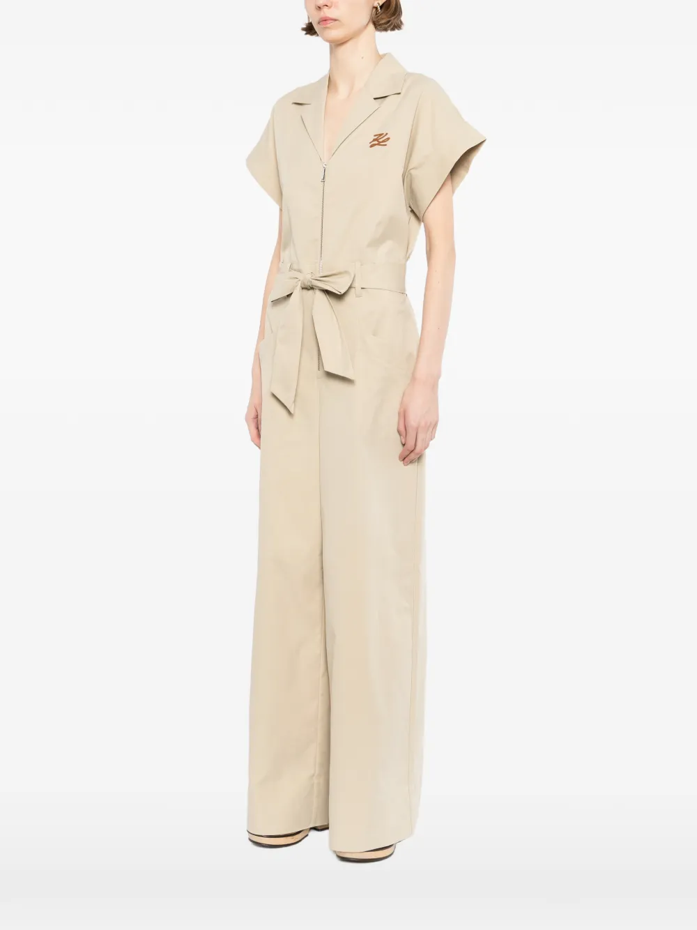 Karl Lagerfeld Jumpsuit met shirtkraag Beige