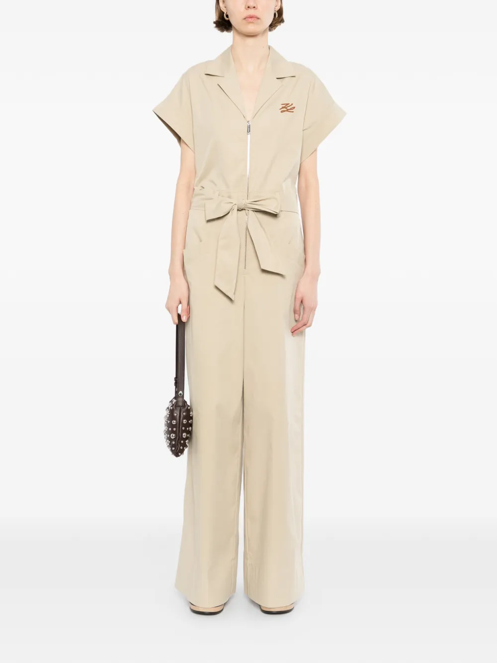 Karl Lagerfeld Jumpsuit met shirtkraag Beige