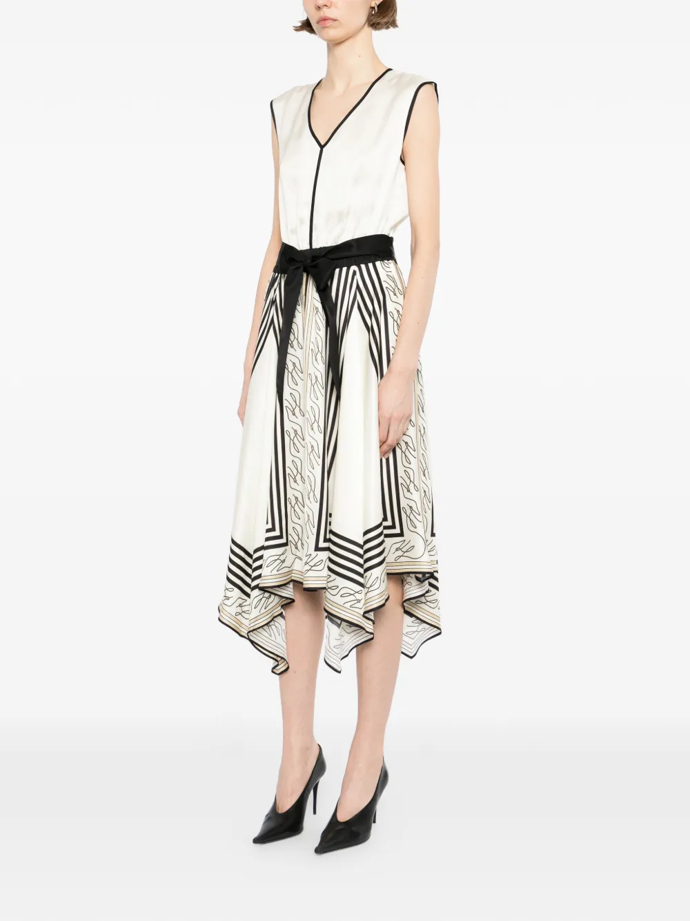 Karl Lagerfeld Jurk met sjaalprint Beige