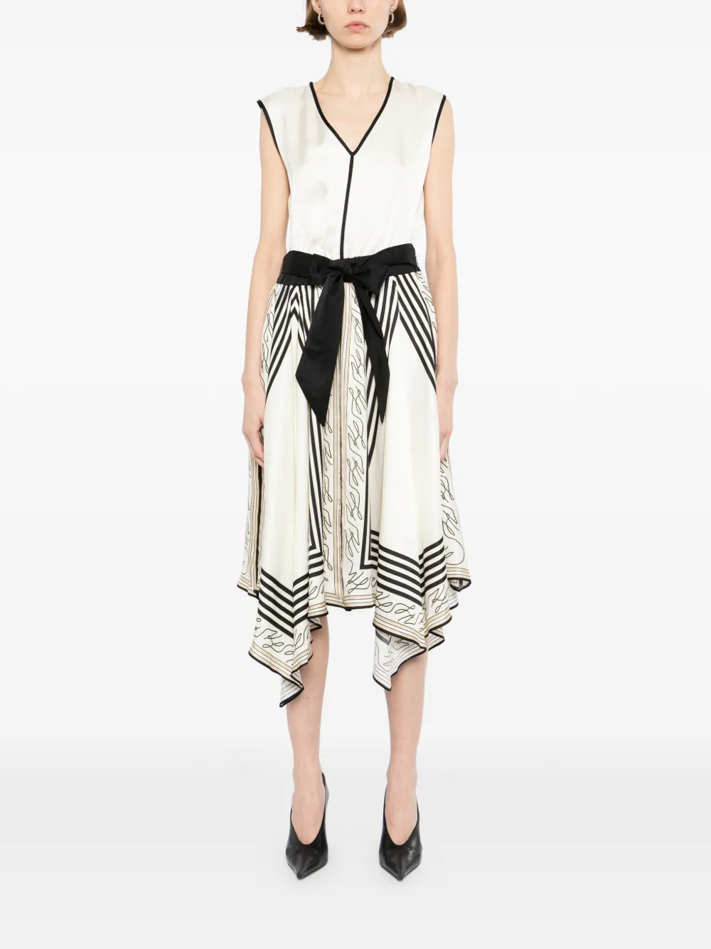 Karl Lagerfeld Jurk met sjaalprint Beige