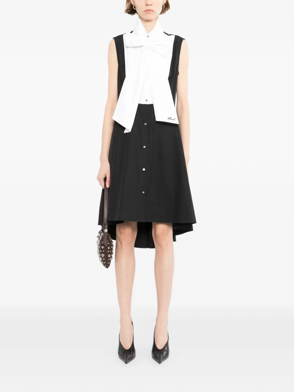 Karl Lagerfeld Blousejurk met strik Zwart