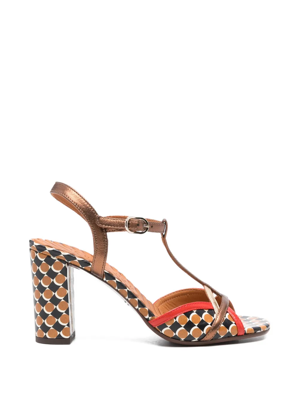 Chie Mihara Bejo leren sandalen met T-bandje en patroon Bruin