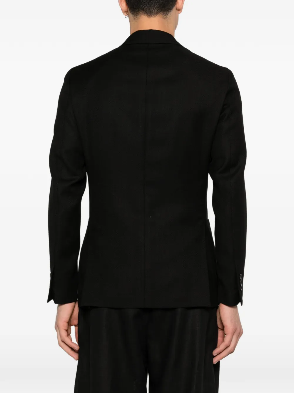 Lardini Double-breasted Black Tailored Jacket With Structured Lapel In Black