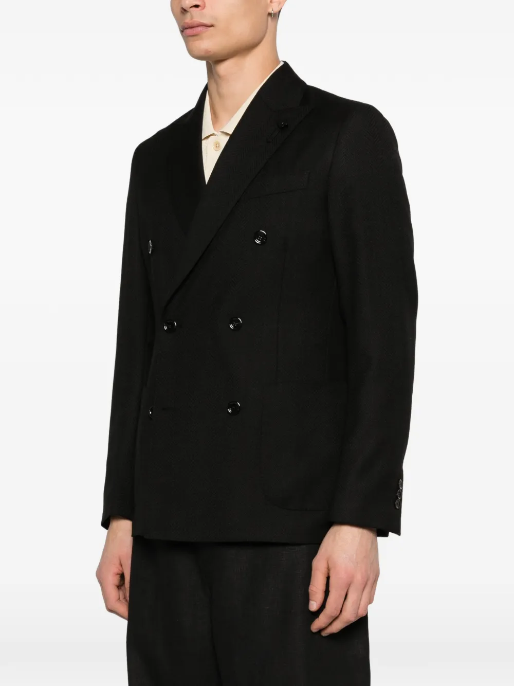 Lardini Double-breasted Jacket - Black 